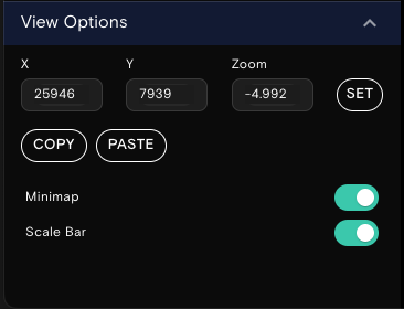Example CytoCanvas View Options panel